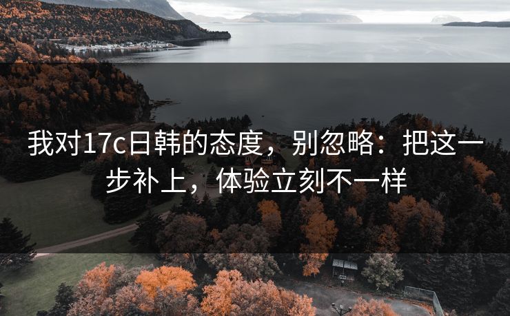 我对17c日韩的态度，别忽略：把这一步补上，体验立刻不一样