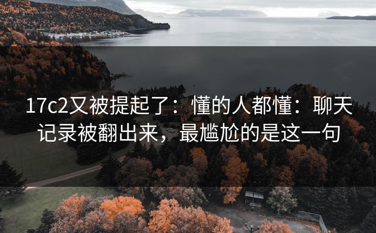 17c2又被提起了：懂的人都懂：聊天记录被翻出来，最尴尬的是这一句