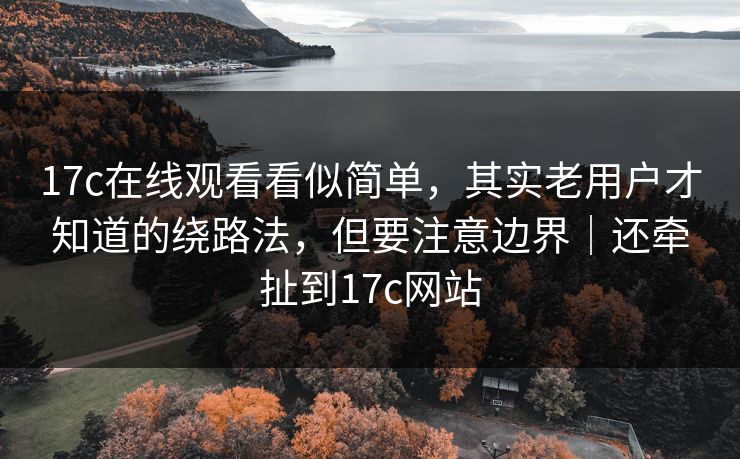 17c在线观看看似简单，其实老用户才知道的绕路法，但要注意边界｜还牵扯到17c网站