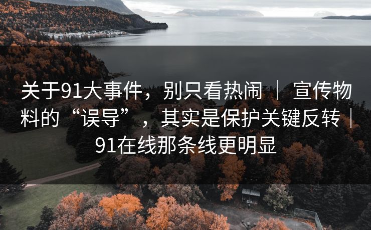关于91大事件，别只看热闹 ｜ 宣传物料的“误导”，其实是保护关键反转｜91在线那条线更明显