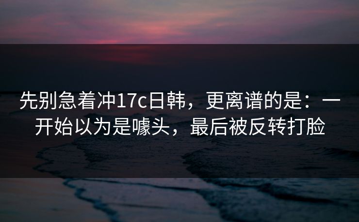 先别急着冲17c日韩，更离谱的是：一开始以为是噱头，最后被反转打脸