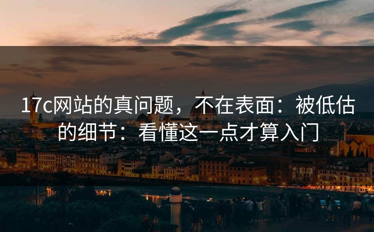17c网站的真问题，不在表面：被低估的细节：看懂这一点才算入门