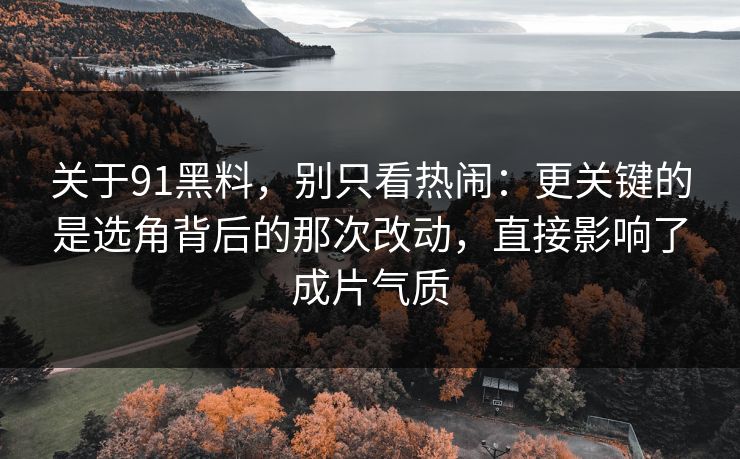 关于91黑料，别只看热闹：更关键的是选角背后的那次改动，直接影响了成片气质