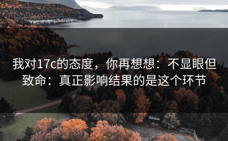 我对17c的态度，你再想想：不显眼但致命：真正影响结果的是这个环节