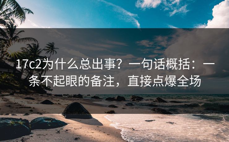 17c2为什么总出事？一句话概括：一条不起眼的备注，直接点爆全场