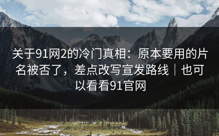 关于91网2的冷门真相：原本要用的片名被否了，差点改写宣发路线｜也可以看看91官网
